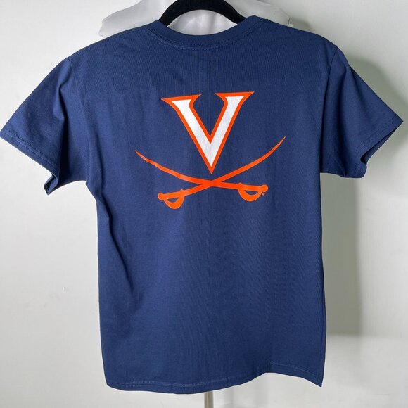 NWT Hanes Kid's Blue Short Sleeve UVA Virginia Cavaliers Basic Logo T-Shirt - Picture 2 of 8